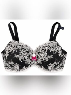 NWT Victoria’s Secret Dream Angels Lace Demi Bra 34DD Black Floral Rhinestone